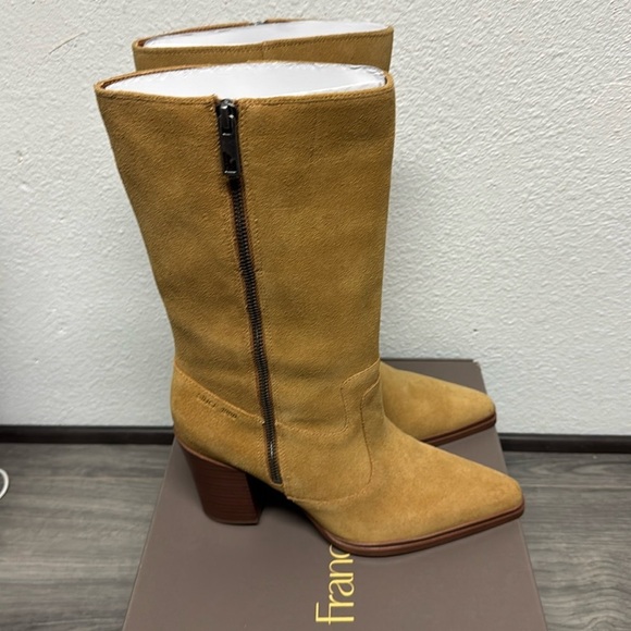 Franco Sarto Jaxon Mid Calf Boot In Warm Camel Brown Suede - Picture 5 of 9